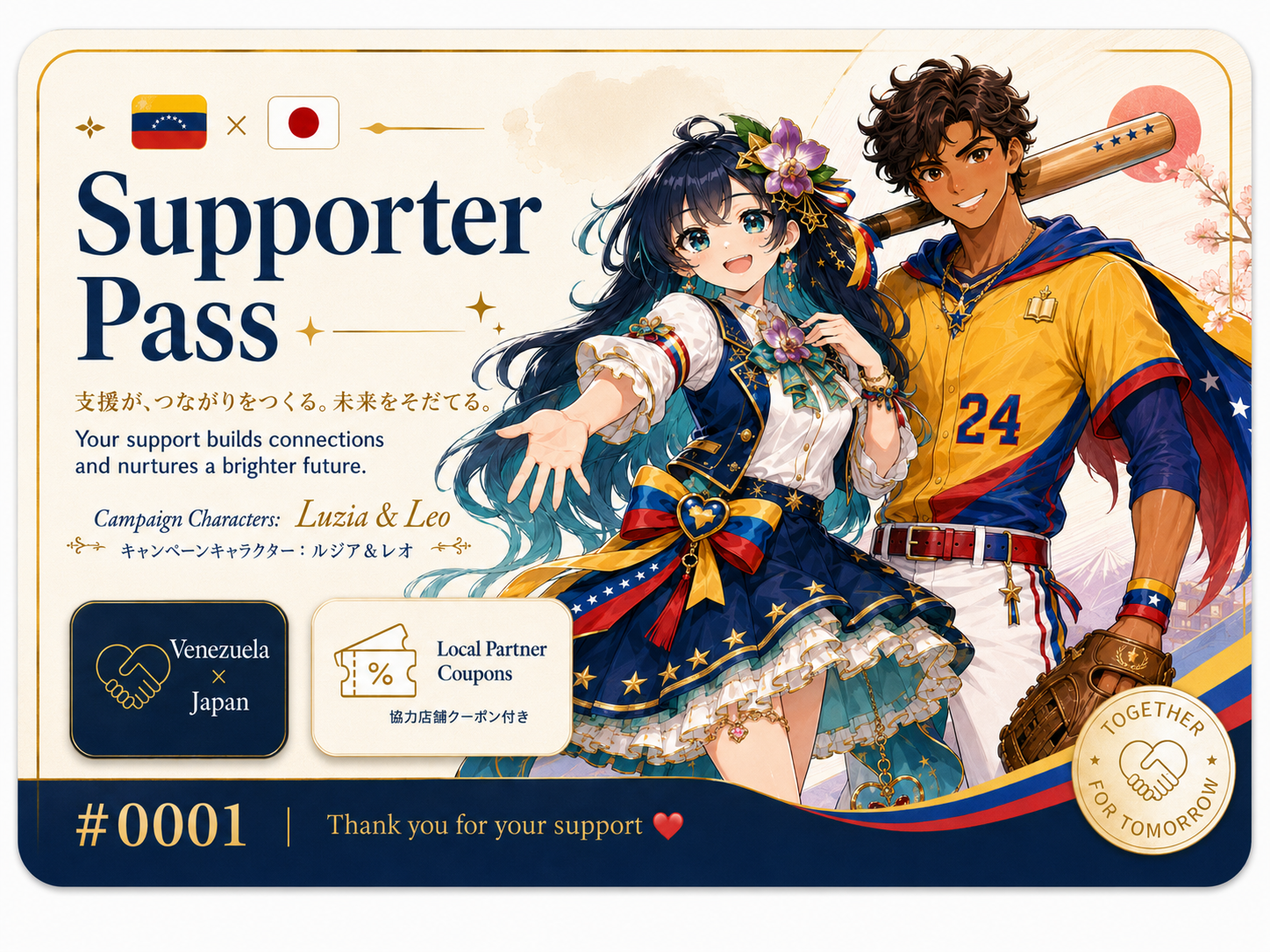 Supporter Pass featuring Luzia and Leo.